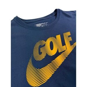 Men's Nike Golf Dri-Fit Modern Fit Size XL Navy Blue Tshirt‎ Yellow Logo